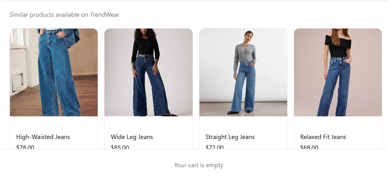 AI returns visually similar items, with add-to-cart