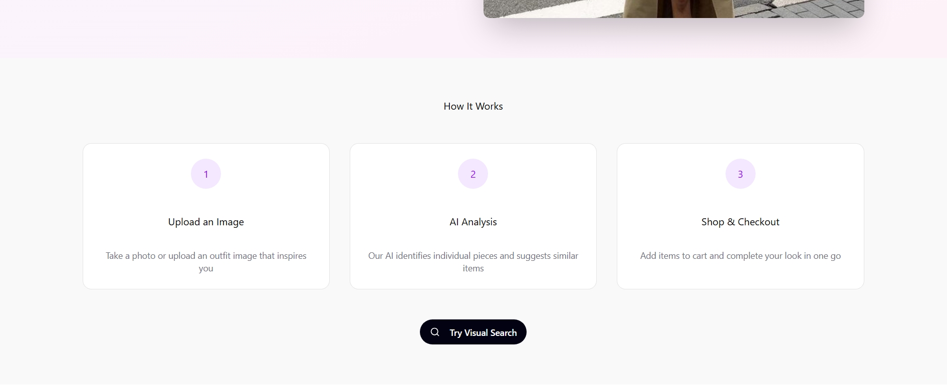 Visual search — upload or capture an outfit